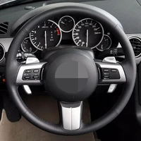 diy black genuine leather car steering wheel cover for mazda mx 5 miata 2009 2013 rx 8 2009 2013 cx 7 2007 2008 2009