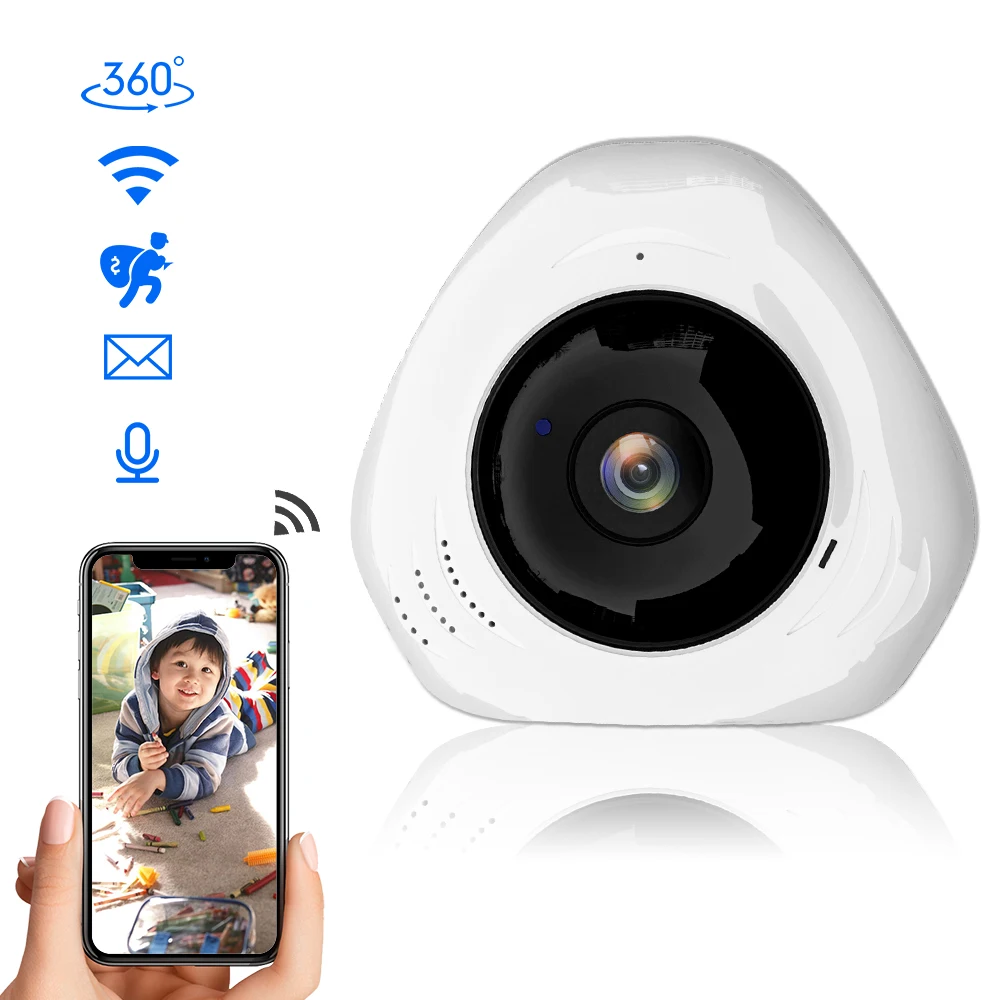 

Маленькая 360 градусов камера безопасности 2MP 1080P ночное видение сигнализация Push беспроводной WiFi рыбий глаз панорамная IP камера для ребенка п...
