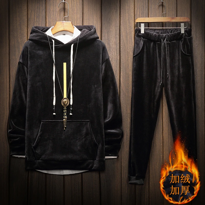 Мужские велюровые бархатные длинные толстовки спортивный костюм для спортзала