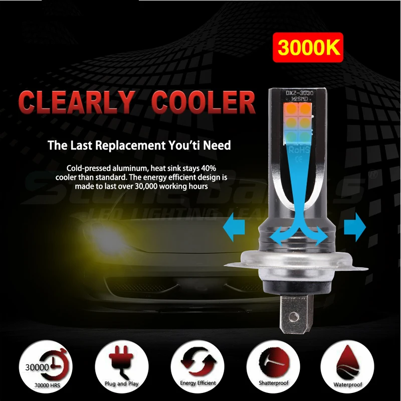 2 шт. H7 светодиодный лампы H1 H3 H11 HB3 HB4 9005 9006 12 3030SMD 1500LM супер яркий Автомобильный