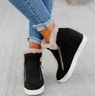 Новинка 2022, женские ботинки на платформе с боковой молнией, модные увеличивающие рост женские короткие ботинки, повседневные Теплые ботильоны на плоской подошве