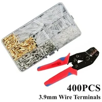 400pcs 3 9mm brass bullet terminals motorcycle auto electricians male female wire crimp connectors insulation sheath kit