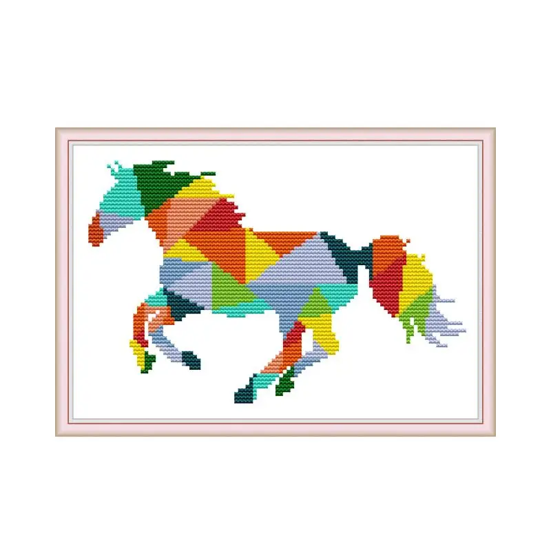 

Rainbow horse 2 cross stitch kit aida 14ct 11ct count printed canvas stitches embroidery DIY handmade needlework