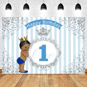 Yeele Blue Stripe Silver Dots Crown Newborn Baby Shower Boy Birthday Photography Backdrop Vinyl Photographic Photo Background