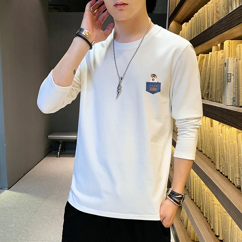 

Spring and Autumn Bottoming Shirt Long-Sleeved T-shirt Men's Trendy Inner Wear Loose Fashion Autumn Clothes Youth Cotton T-shirt