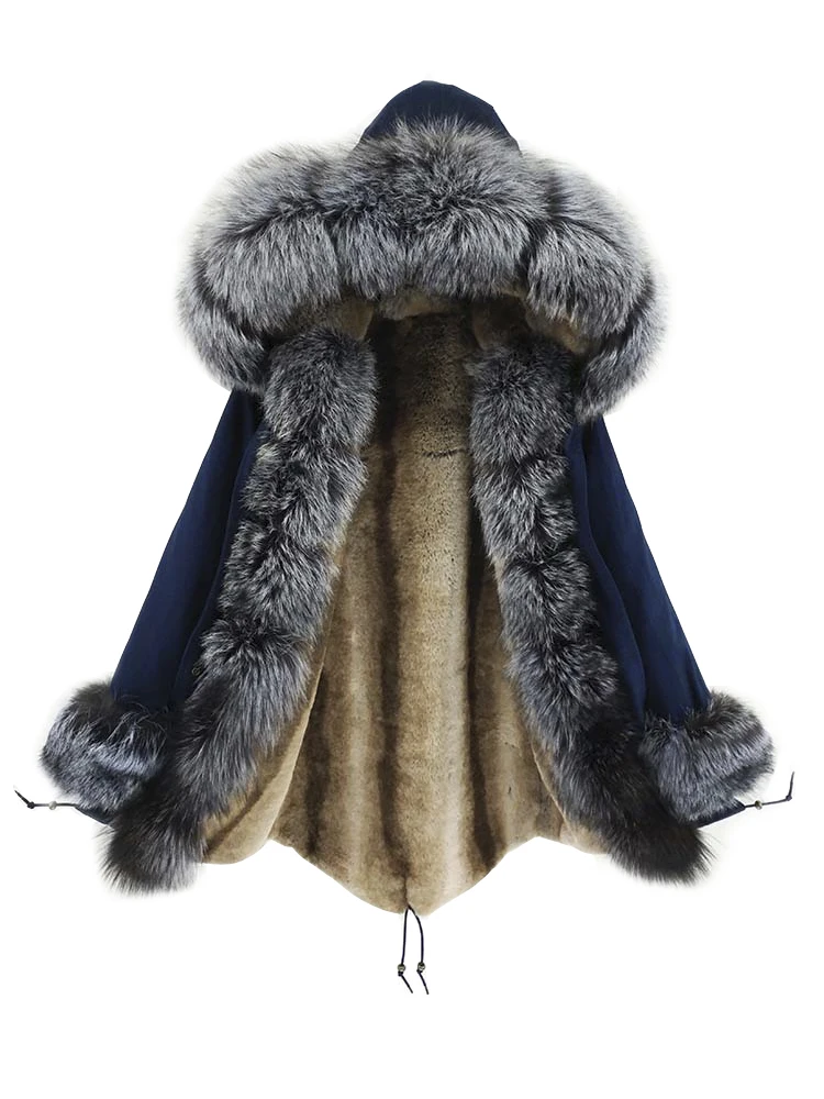 Женская зимняя куртка с подкладкой из кроличьего меха Толстая теплая парка