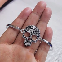 1pcs gorgeous gothic hand made fine sugar skull cuff bangle bracelet jewelry hallowmas gifts bracelets for women
