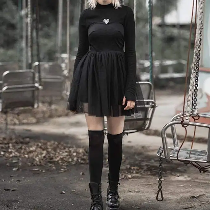 Панк рейв женские пояса сетки подол чулок платья PQ-645L Азиатский размер (S-L) |