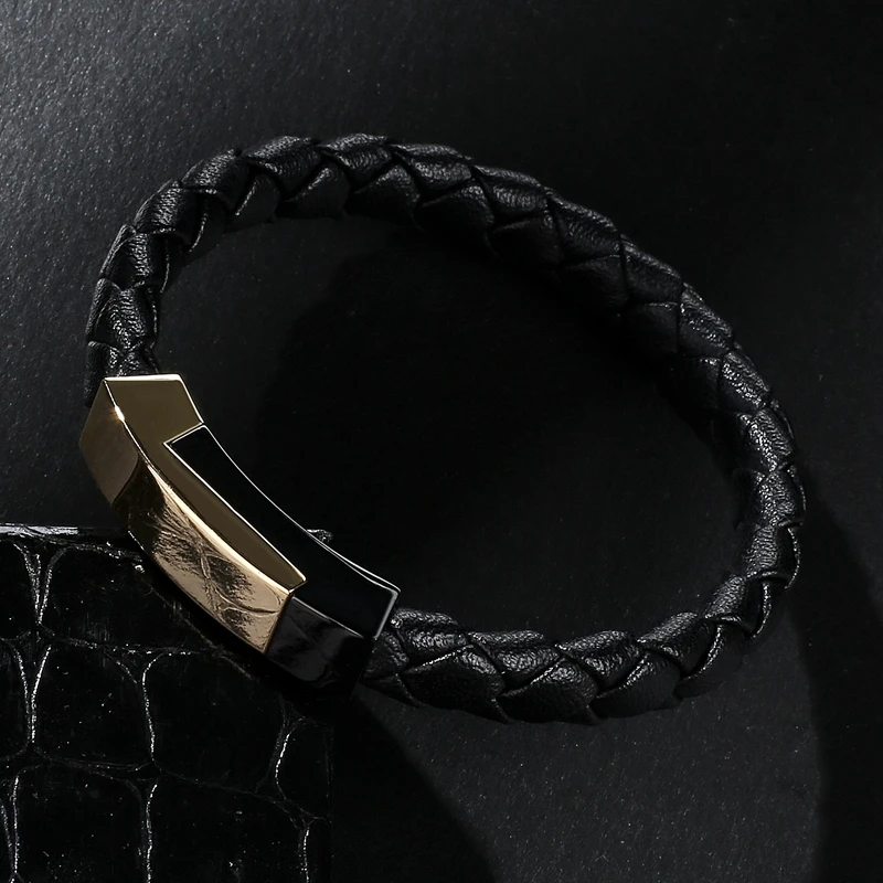 Fashion Jewelry Men Retro Bracelet Weave Leather Bracelets &amp Bangles man Classic Gold Black Collocation bangle PS2036 | Украшения и