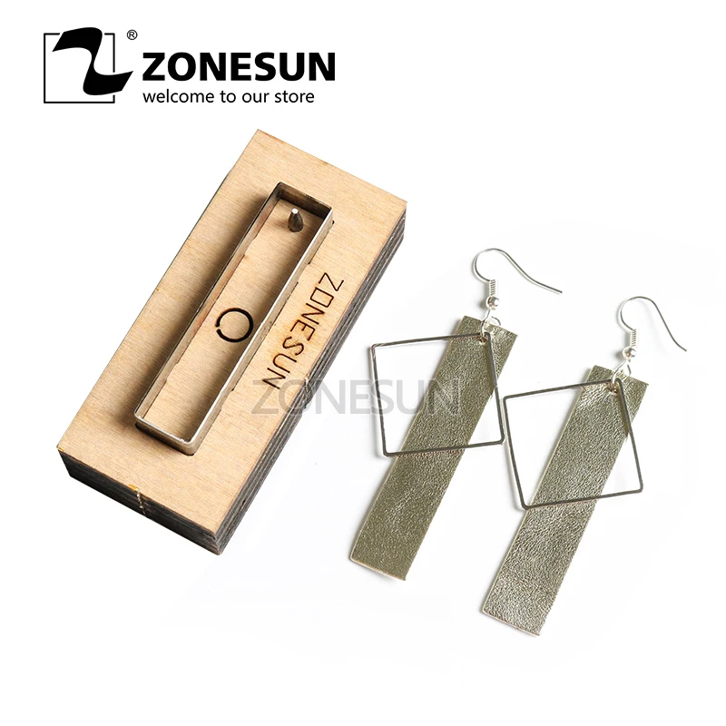 ZONESUN пресс форма для изготовления кожаных сережек прямоугольной формы