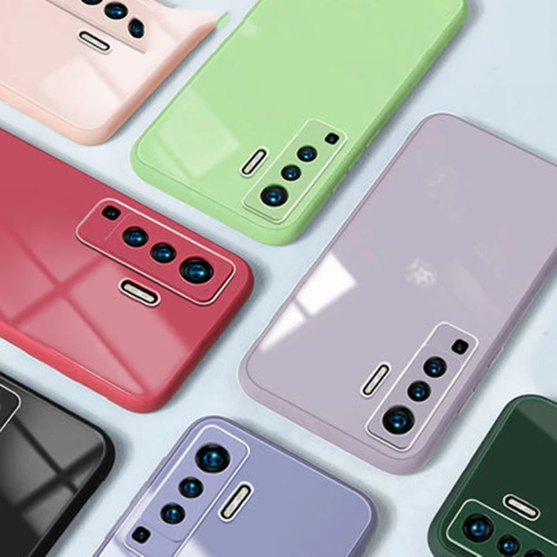 Роскошные жидкий силикон чехол из закаленного стекла для телефона VIVO X50PRO защита