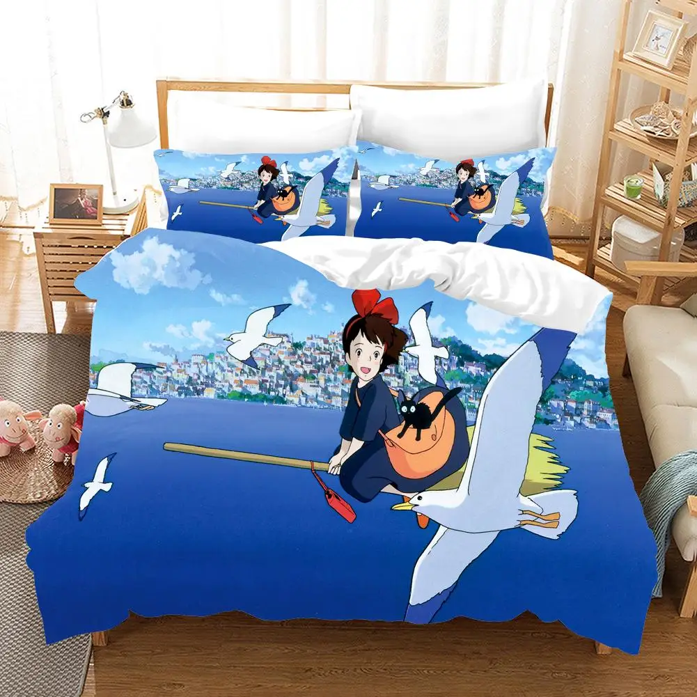 

Anime Kikis Delivery Service Pattern Comforter/Duvet Cover with Pillow Cover Bedding Set Bed Set for Bedroom Decor Ropa De Cama