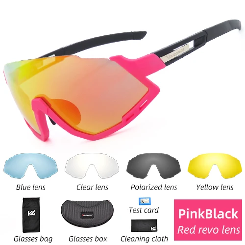 Pinkblack Glasses VICTGOAL поляризационные велосипедные солнцезащитные очки для шоссейного горного велосипеда мужские очки UV400 5 линзы для велоспорта очки для вождения и бега - Цвет: Pinkblack Glasses