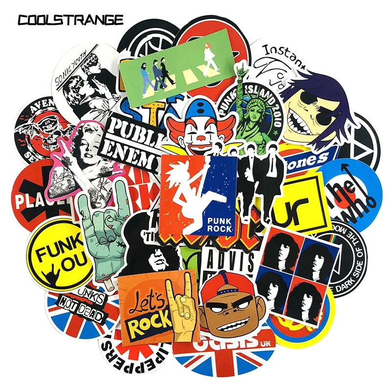 50Pcs/Pack Retro Rock Band Stickers Music Graffiti For Skateboard Luggage Laptop Car Motorcycle Decal Pegatinas | Игрушки и хобби