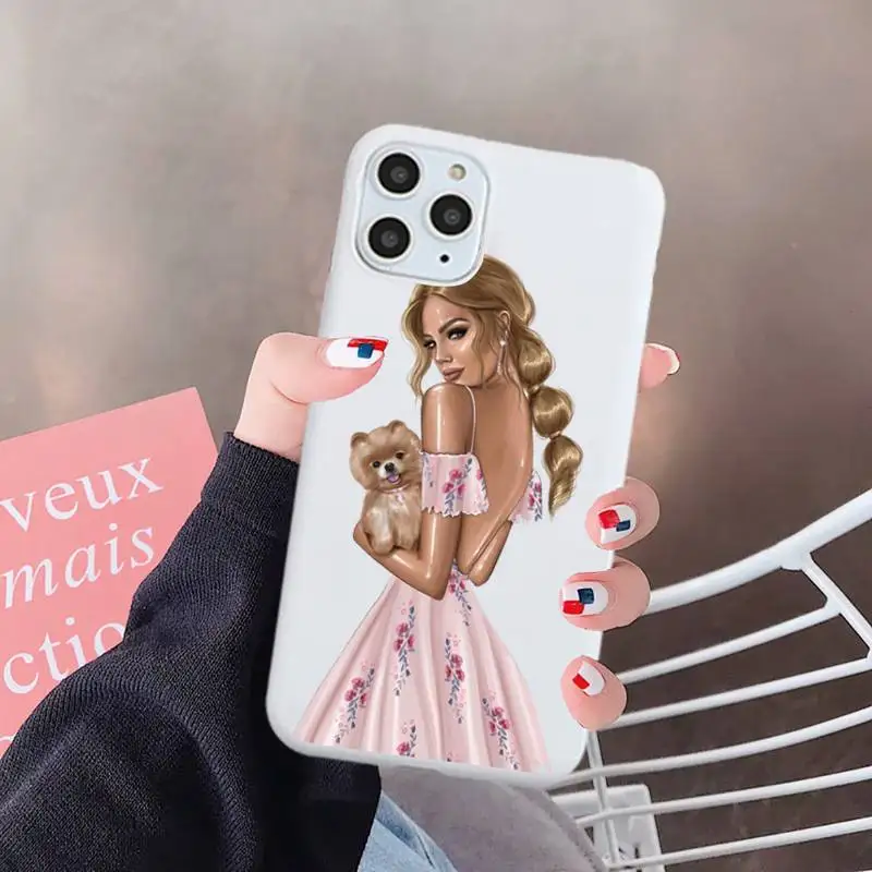 

VOGUE Christmas Princess Girl Female Phone Case Candy Color for iPhone 6 7 8 11 12 s mini pro X XS XR MAX Plus