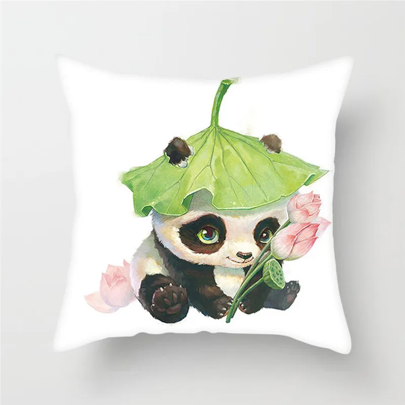 

Fuwatacchi Cute Cartoon Panda Style Cushion Cover for Sofa Little Panda Printed Pillow Cover Decorative Pillow Pillowcase Double