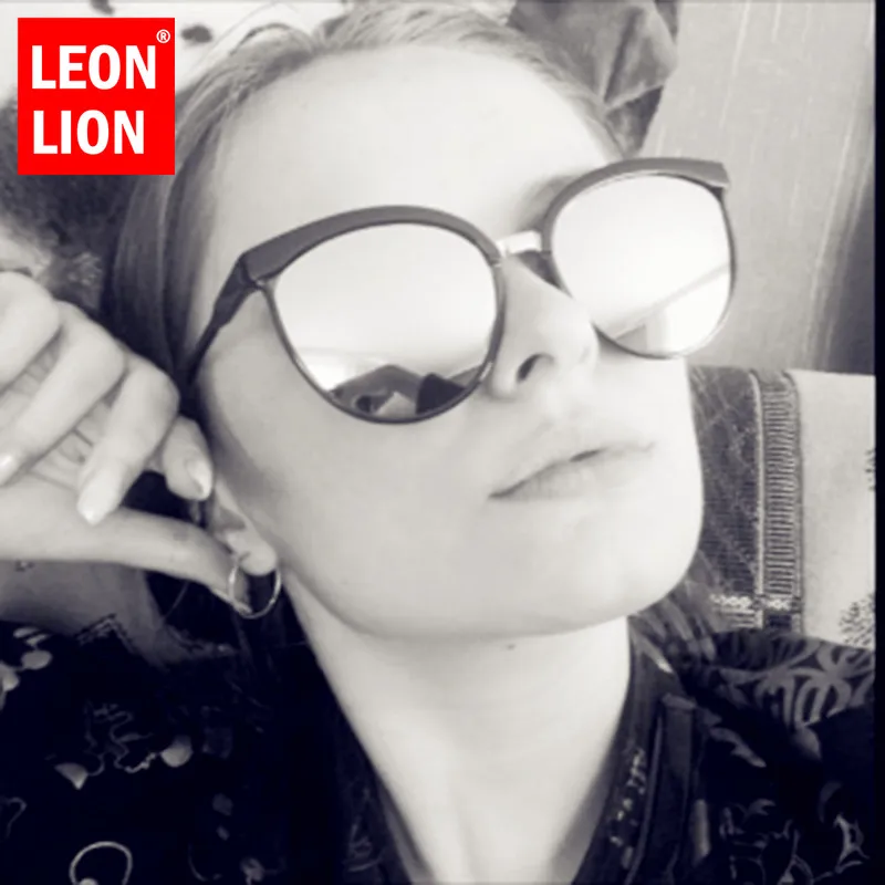 

LeonLion 2021 Cateye Sunglasses Women Luxury Round Sun Glasses For Women/Men Retro Glasses Women Mirror Lunette De Soleil Femme