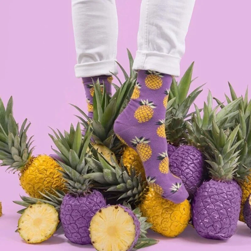 Мужские хлопковые носки LIONZONE с фруктовым принтом арбуз клубника груша яблоко