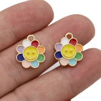 5pcs enamel gold plated colorful flower charm pendant for jewelry making earrings bracelet necklace accessories diy findings