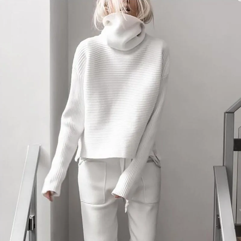 2019 осень и зима Новый Модный женский свитер короткий с высоким воротником