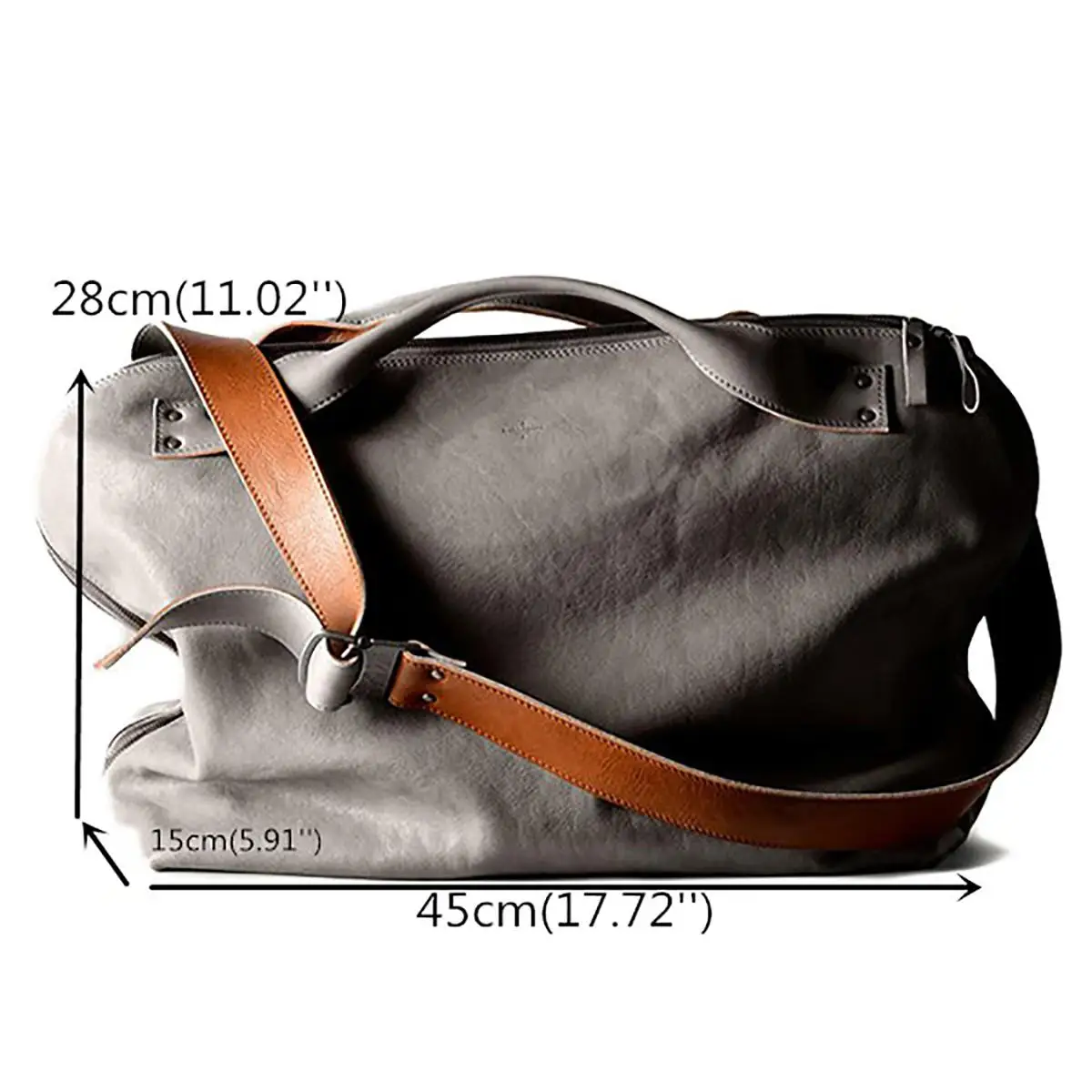 

Men's Large Capacity Handbag Travel Luggage Bags PU Leather Shoulder Crossbody Bag Multifunctional Document Pocket Business Gift