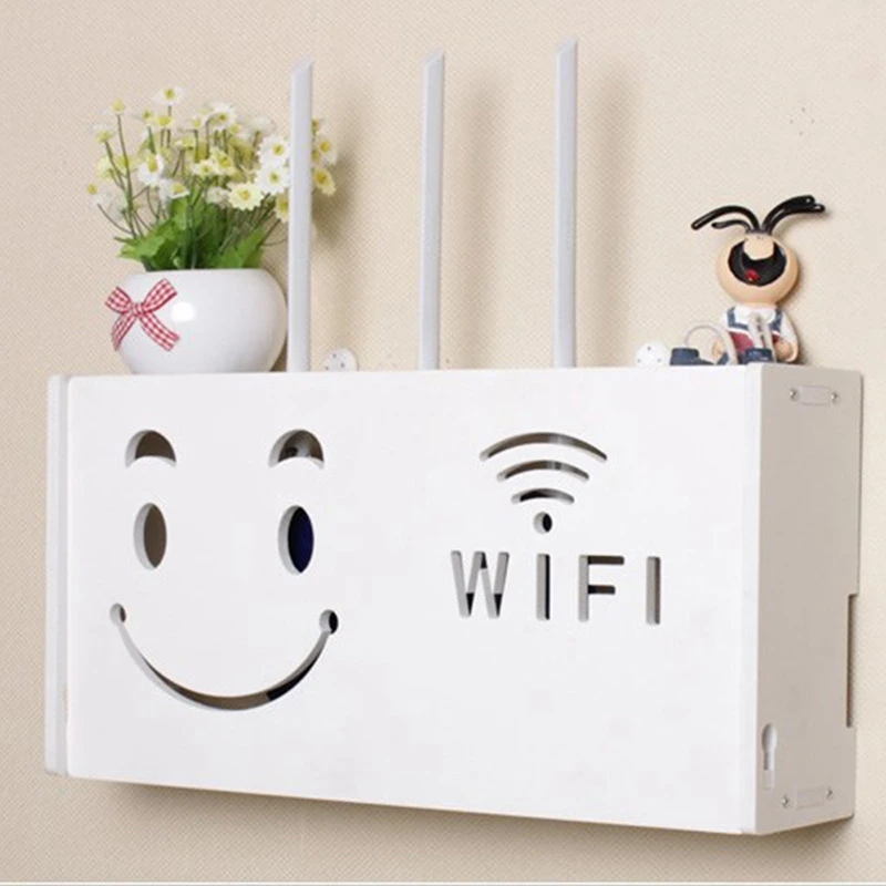 JEYL Wireless Wifi Router Storage Box Wood-Plastic Shelf Wall Hangings Bracket Cable Home Decor-Large | Дом и сад