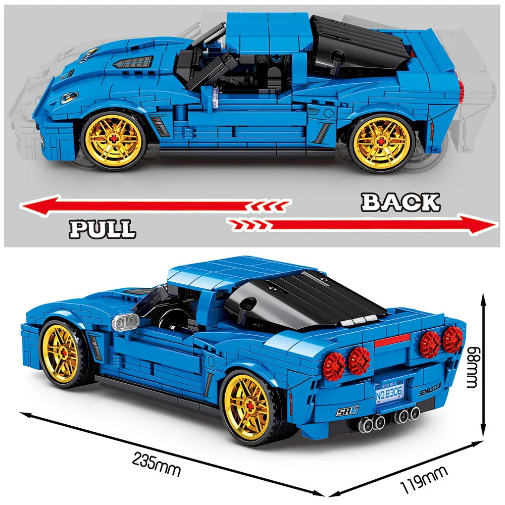 

Children Toys Figures Ideas Series City Pull Back Speed Racer Building Blocks Supercar Sports Vehicle Bricks Gifts 862PCS 668PCS
