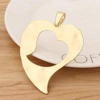 2 pieces large open heart matte gold color charms pendants for necklace jewellery making accessories 79x59mm