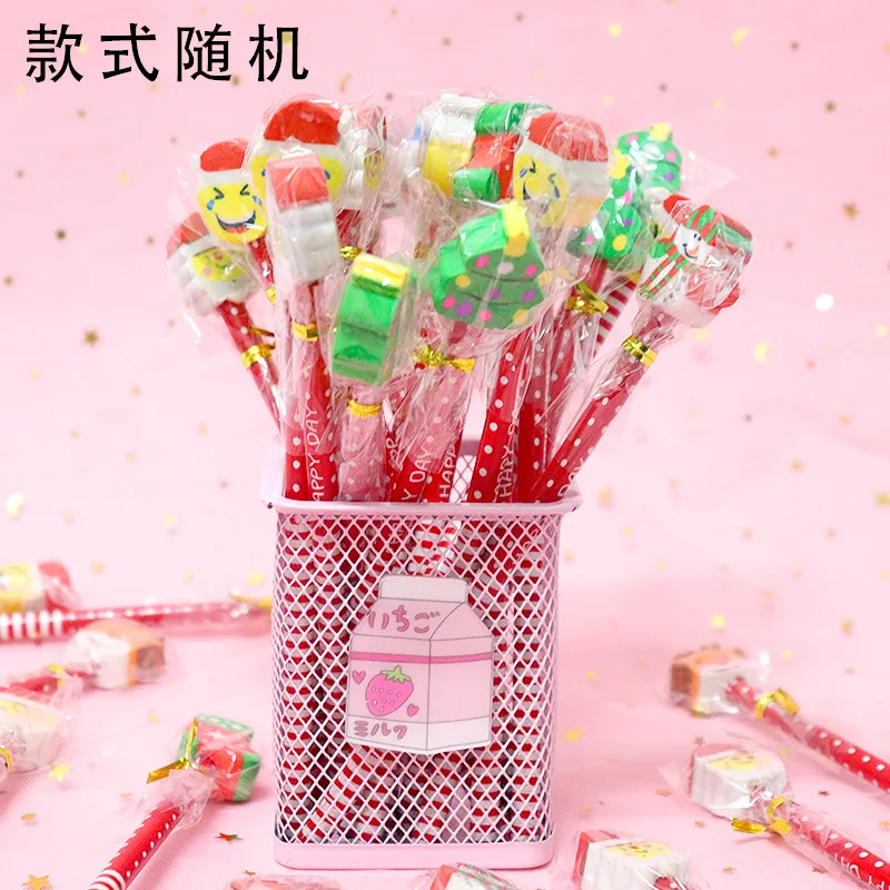 Креативный Рождественский карандаш ластик набор канцелярских принадлежностей