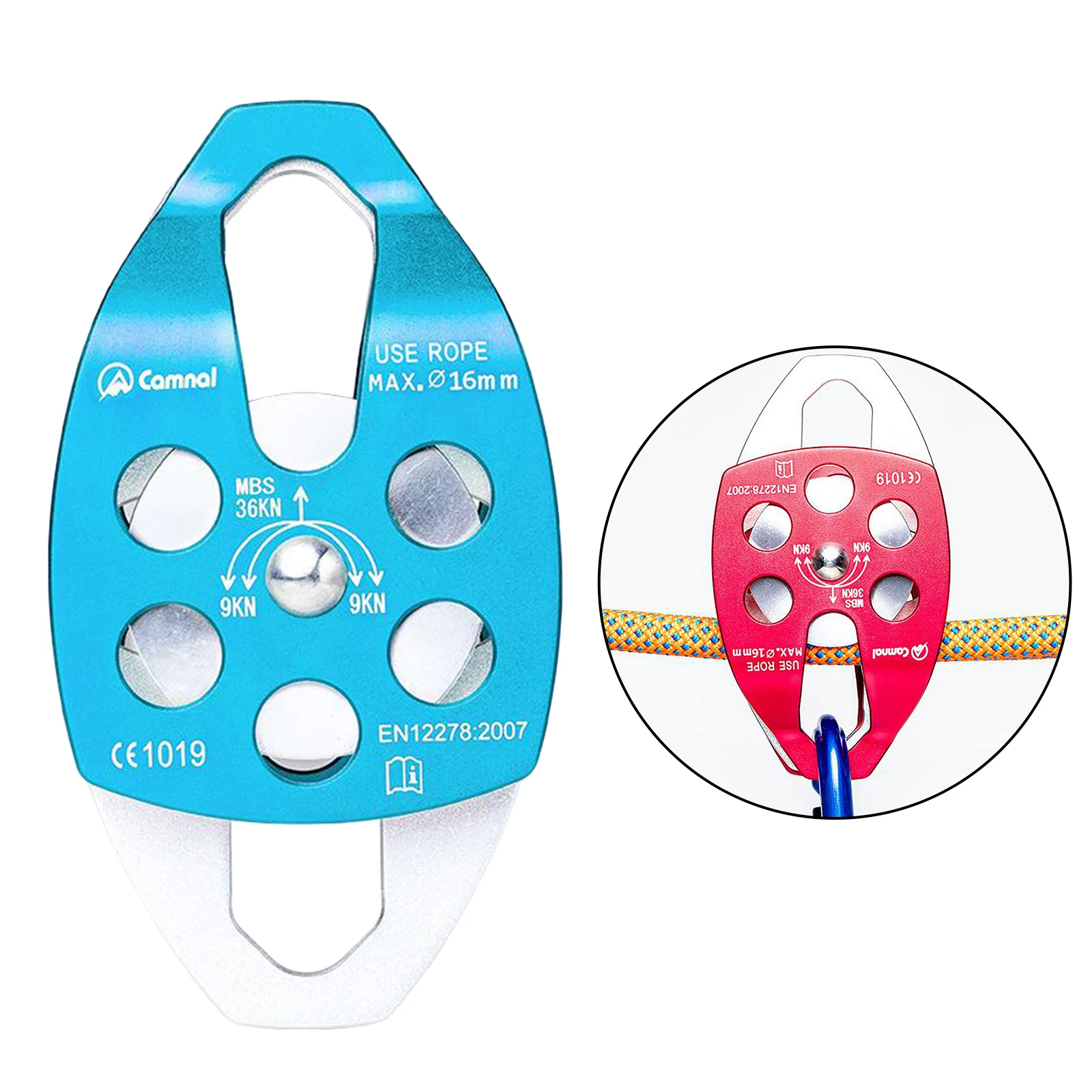 36KN двойной алюминиевый шарикоподшипник шкив для веревочной снасти от CE | Спорт и