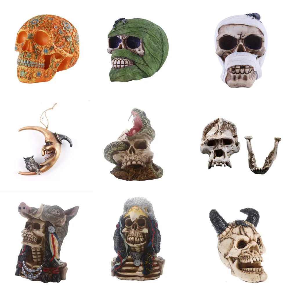Креативная художественная резьба статуя ужас Череп украшение на Хэллоуин каучук