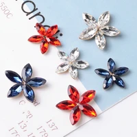 5 pcslot alloy five petal flower rhinestone gold pendant buttons ornaments jewelry earrings choker hair diy jewelry accessories
