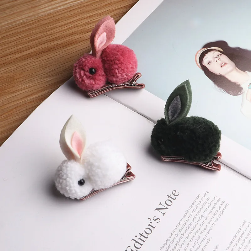 Бутик набор из 24 штук модный симпатичный помпон помпоны меха кролика заколки