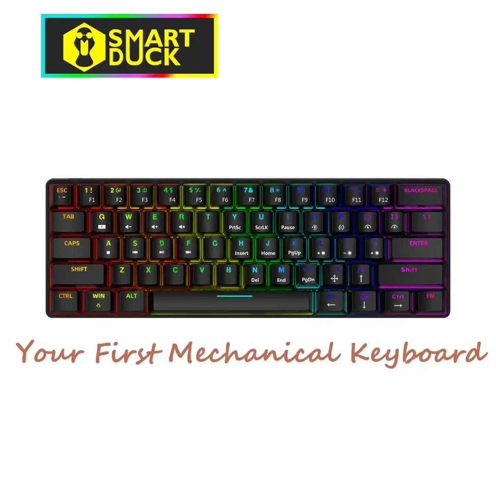 Клавиатура Механическая Проводная TBKB×Smart Duck 61 клавиша красный черный коричневый