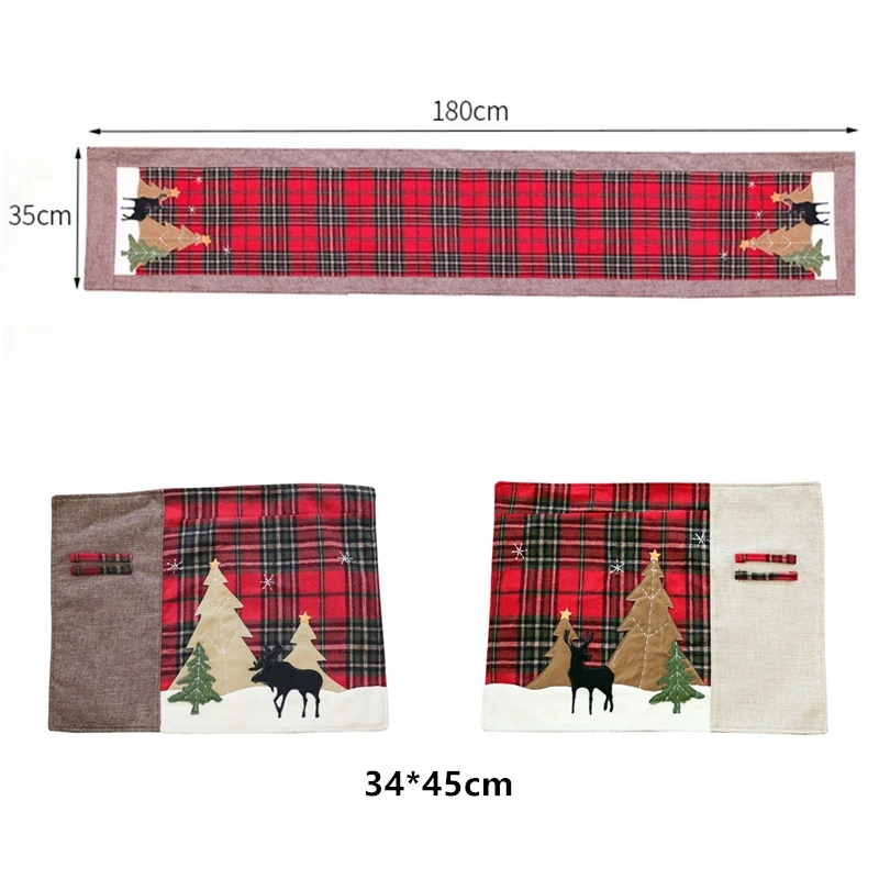 35*180 см хлопковый льняной Рождественский столовый стол с двойной толстой