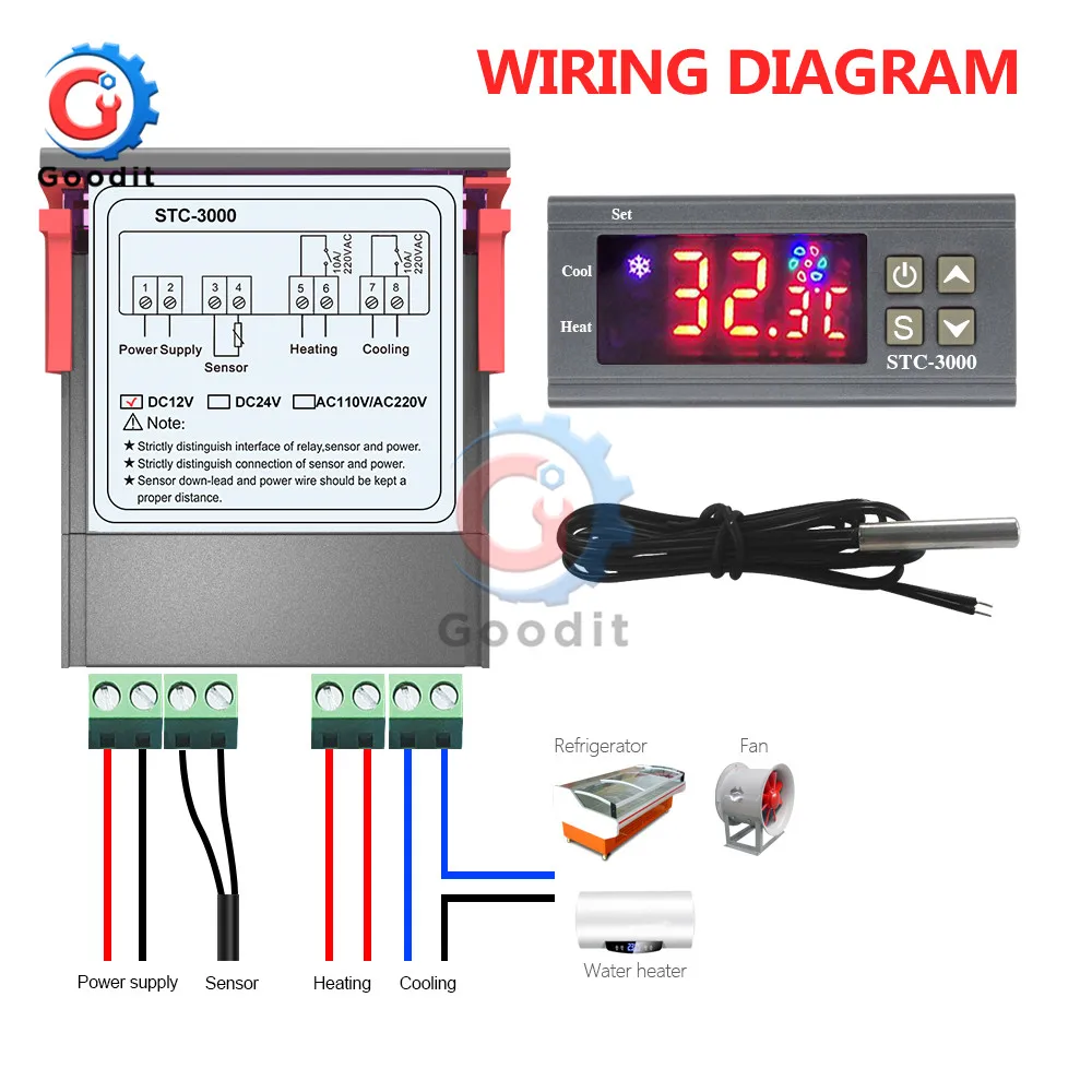 Фонарь с цифровым дисплеем регулятор температуры термометр датчик инкубатора