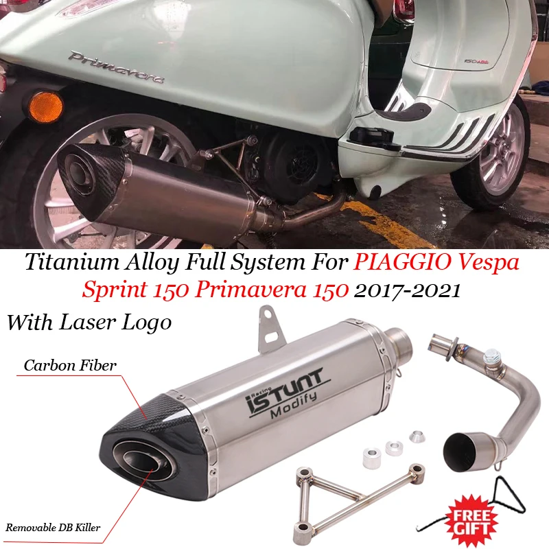 

For PIAGGIO Vespa Sprint 150 Primavera 150 2017-2021 Muffler Titanium Alloy Full System Motorcycle Exhaust Pipe Escape Moto