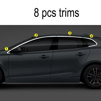 Lsrtw2017 304 нержавеющая сталь окна автомобиля планки для volvo v40 2013 2013 2011 - Название цвета: 8 pcs trims 2