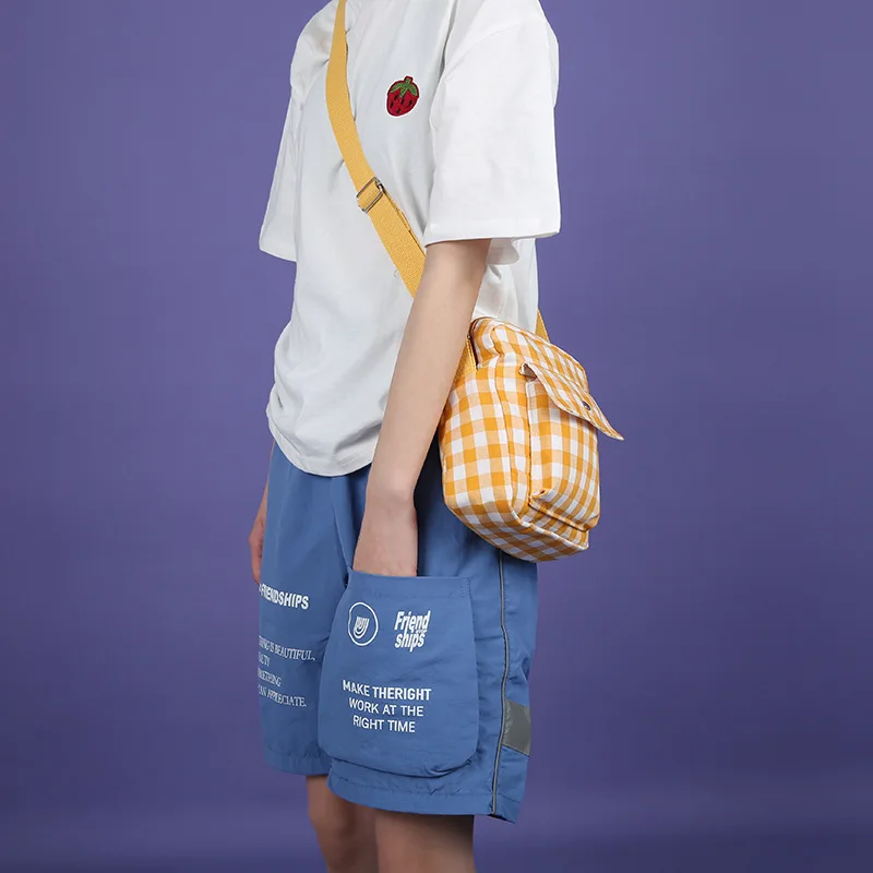 Youda новый оригинальный сплошной цвет решетка японская сумка-ведро в студенческом