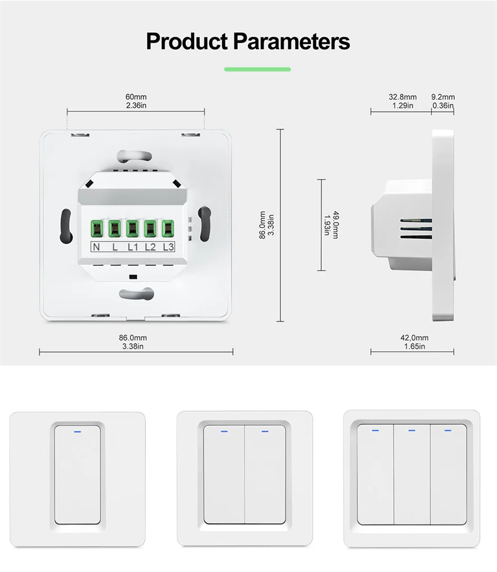 Умный кнопочный переключатель Wi-Fi нейтральный провод и под напряжением