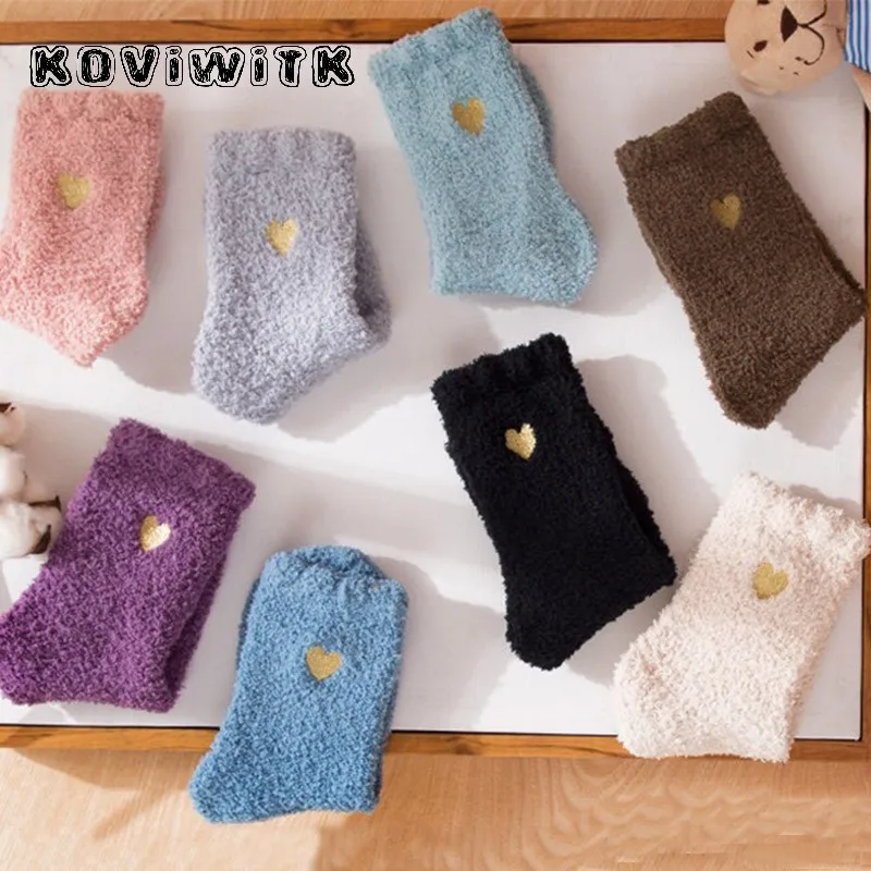 Women's Cotton Thickening Cashmere socks for women ladie Love Fluffy girl Breathable Warm Casual short sock female women Art sox
