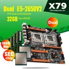 Материнская плата Atermiter X79 в комплекте с двумя процессорами 2  Xeon E5 2650 V2 E5 2650V2 4  8 ГБ = 32 Гб 12800 PC3 1600 МГц DDR3 память ECC REG