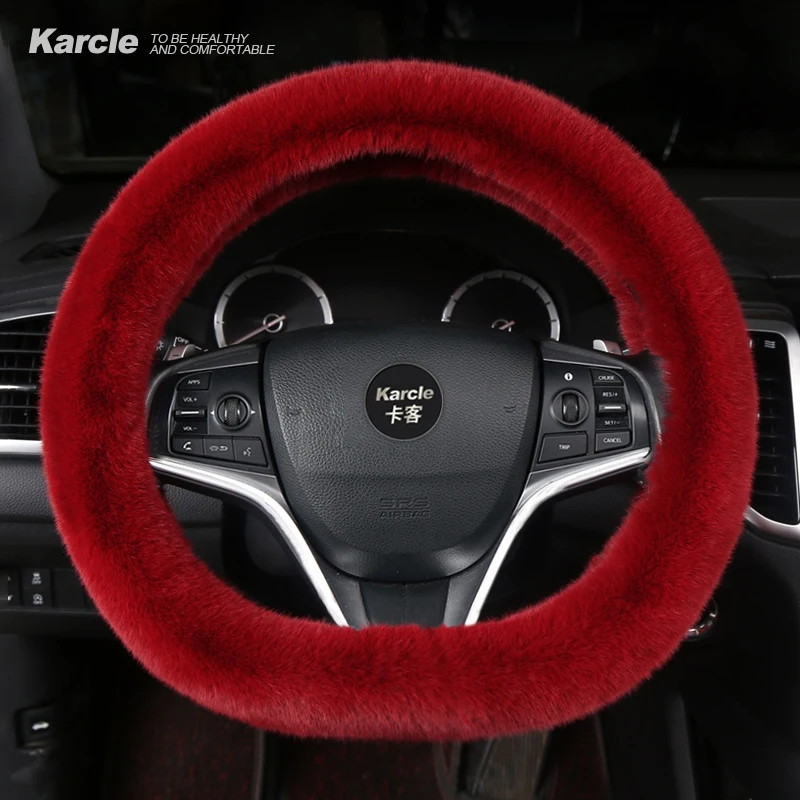 

Чехол на руль Karcle типа D, универсальная 15-дюймовая накладка на руль, пушистая плюшевая накладка на руль, Стайлинг автомобиля