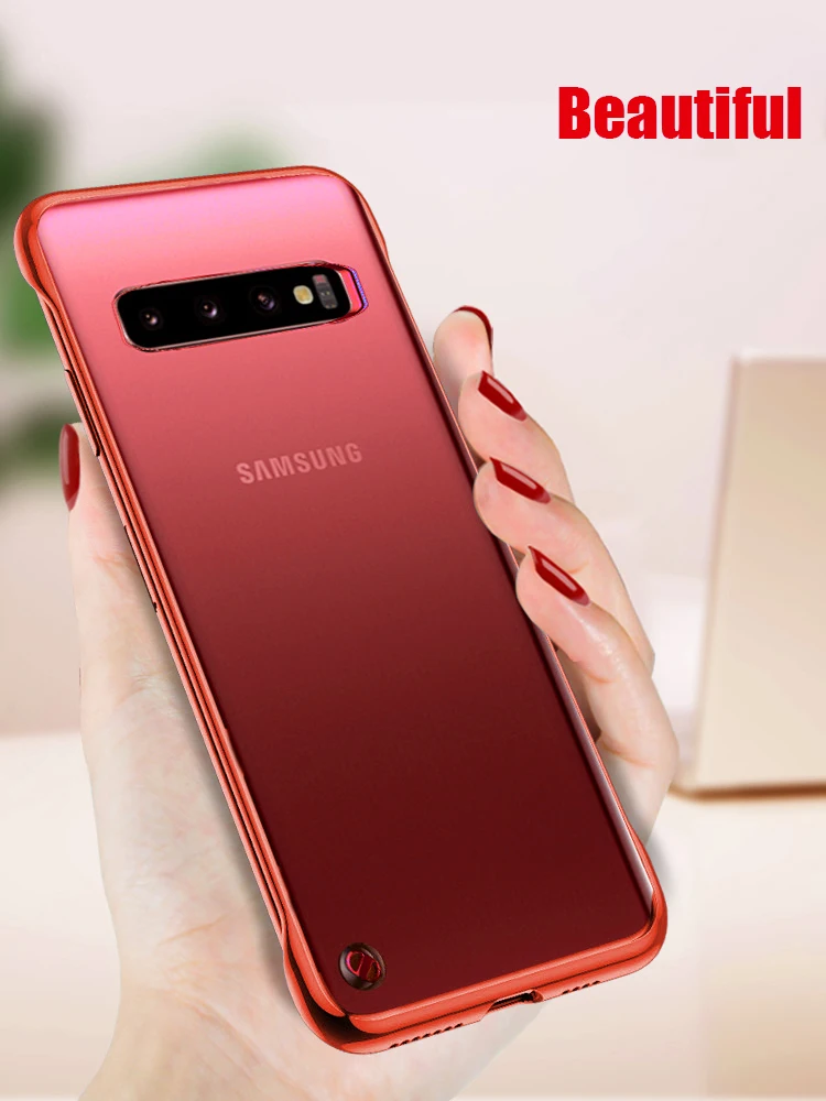 Чехол для samsung Galaxy S10 Note 10+ Plus A10 A30 A20 A70 A7 A50 покрытие прозрачное Безрамное жесткое покрытие из поликарбоната кольцо на палец