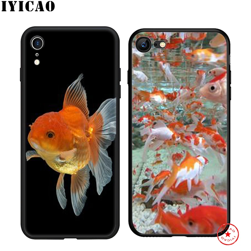 Мягкий чехол IYICAO gold Koi fish для iphone 11 Pro Xr Xs Max 6 6s 7 8 Plus 5 5S Se из силикона TPU |