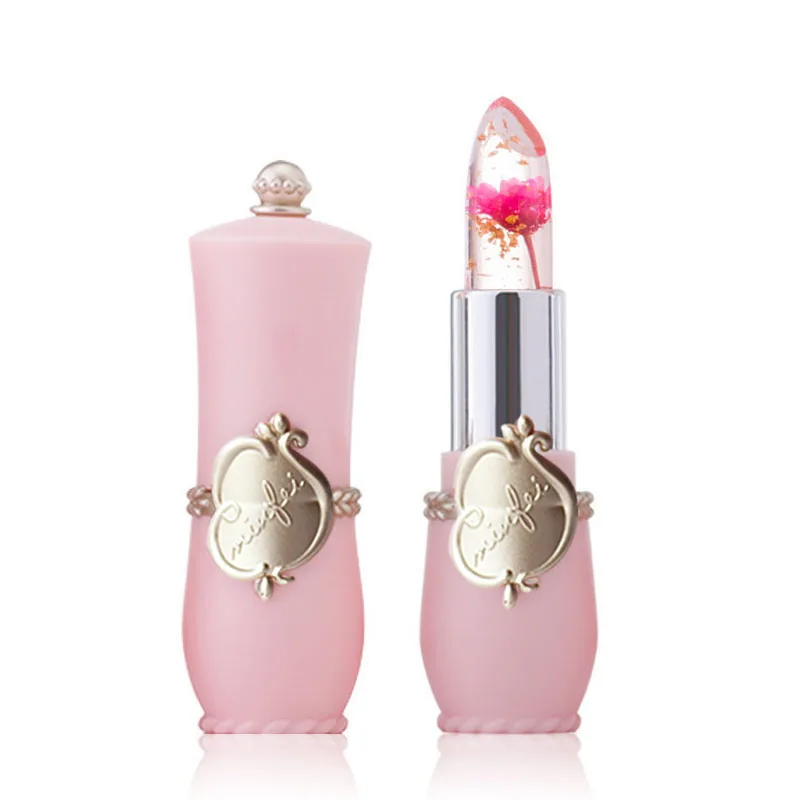 

Crystal Jelly Lipstick Flower Magical Temperature Change Color Lip Balm Makeup EY669