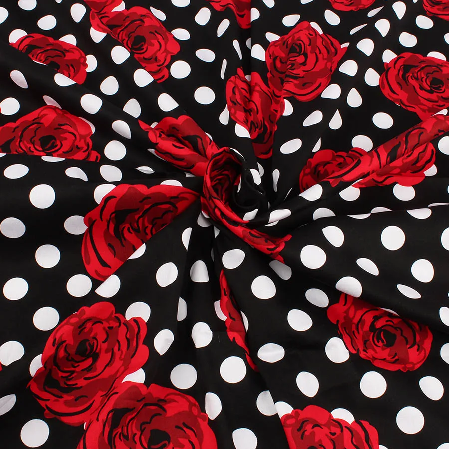 Маленькие точки горячие красные розы цветочный узор хлопок твил ткань для