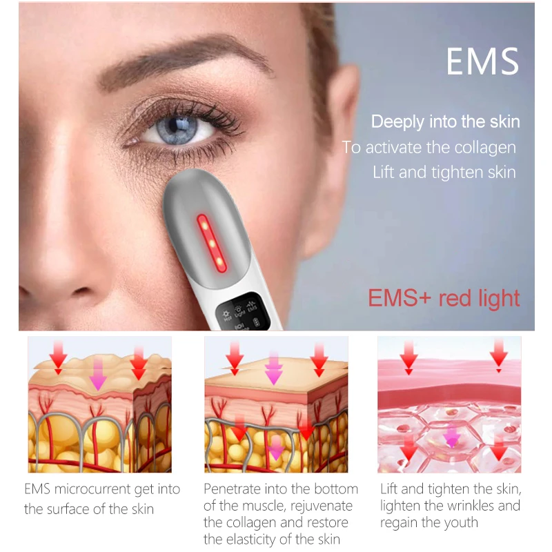 

Electric Eye Beauty Machine Eye Massager for Skin Hot Therapy Relief EMS Microcurrent Vibration Black Circle Wrinkle Removal