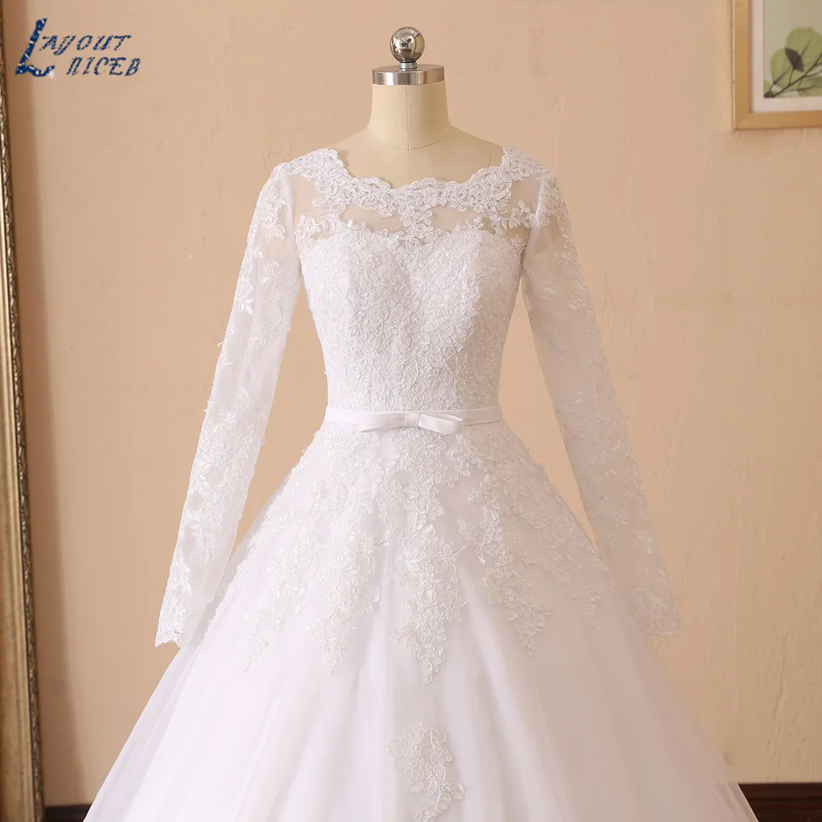 Бальное платье свадебное с длинным рукавом Robe De Mariee модное очаровательное
