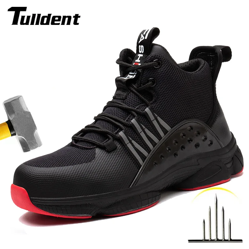 Tulldent Male Indestructible Shoes Work Sneakers Safety Shoes Men Puncture-Proof Work Boots Men Steel Toe Shoes Male SafetyBoots